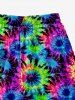 Kid's Colorful Spiral Tie Dye Floral Print Hawaii Beach Shorts -  