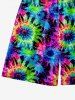 Kid's Colorful Spiral Tie Dye Floral Print Hawaii Beach Shorts -  