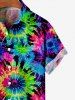 Kid's Colorful Spiral Tie Dye Floral Print Hawaii Button Pocket Shirt -  