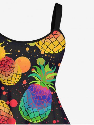 Plus Size Pineapple Paint Splatter Print Hawaii Tank Dress