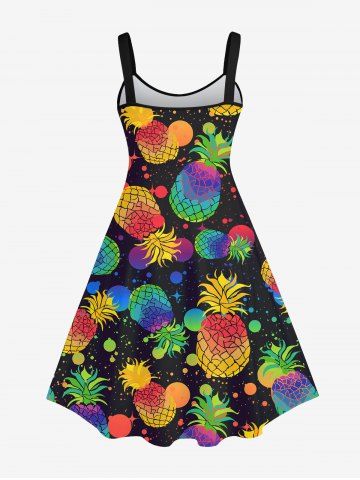 Plus Size Pineapple Paint Splatter Print Hawaii Tank Dress