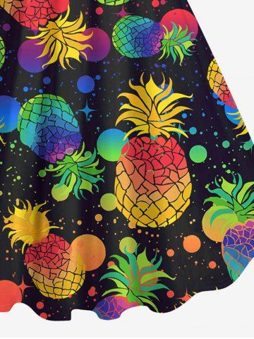 Plus Size Pineapple Paint Splatter Print Hawaii Tank Dress