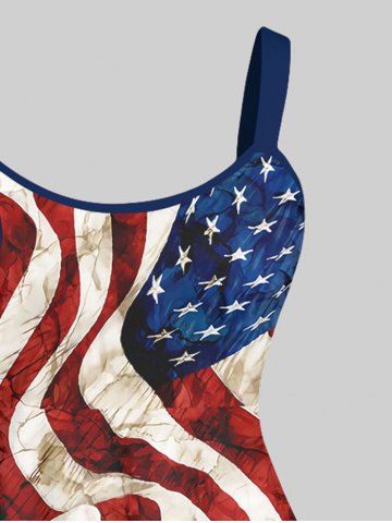 Plus Size American Flag Eagle Watercolor Print Tank Dress