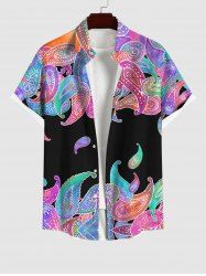 Chemise Imprimé Paisley Coloré Grande Taille avec Poche à Boutons pour Homme - Multi-A 2XL