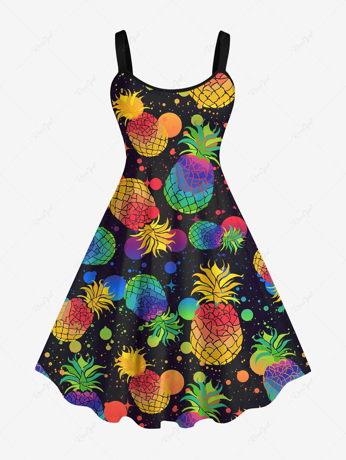 Buy Plus Size Pineapple Paint Splatter Print Hawaii Tank Dress  