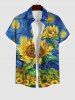 Oil Painting Sunflower Leaf Sun Print Plus Size Matching Hawaii Beach Outfit For Couples -  