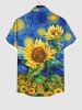 Oil Painting Sunflower Leaf Sun Print Plus Size Matching Hawaii Beach Outfit For Couples -  