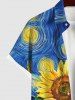 Oil Painting Sunflower Leaf Sun Print Plus Size Matching Hawaii Beach Outfit For Couples -  