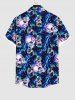Plus Size Skulls Glory Flower Print Hawaii Button Pocket Shirt For Men -  