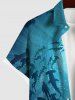 Plus Size Spiral Diver Fish Ombre Seabed Print Hawaii Button Pocket Shirt For Men -  