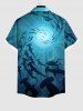 Plus Size Spiral Diver Fish Ombre Seabed Print Hawaii Button Pocket Shirt For Men -  