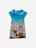 Kid's Shell Starfish Ombre Sea Print Hawaii Button Dress -  
