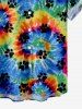 Kid's Colorful Spiral Tie Dye Cat Paw Print Hawaii Button Pocket Shirt -  