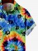 Kid's Colorful Spiral Tie Dye Cat Paw Print Hawaii Button Pocket Shirt -  