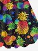 Robe Hawaïen Ananas Peinture Eclaboussée Imprimée de Grande Taille - Noir L