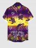 Plus Size Turtle Fish Seaweed Colorblock Print Sea Creatures Hawaii Shirt For Men -  