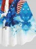 Plus Size American Flag Eagle Watercolor Print Tank Dress -  