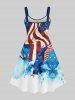 Plus Size American Flag Eagle Watercolor Print Tank Dress -  