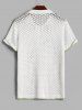 Men's Matching Two Piece Openwork Pointelle Knit Polo Collar Short Sleeves Shirt and Drawstring Casual Shorts Set -  