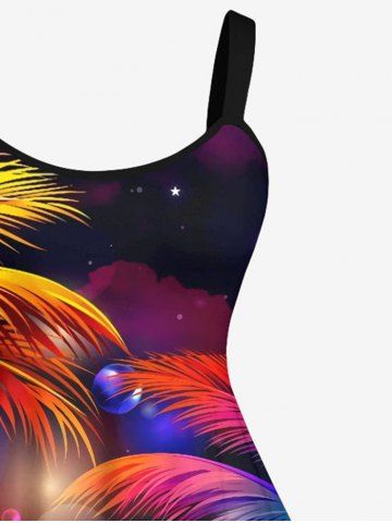 Plus Size Galaxy Bubble Ombre Coconut Tree Print Hawaii Tank Dress