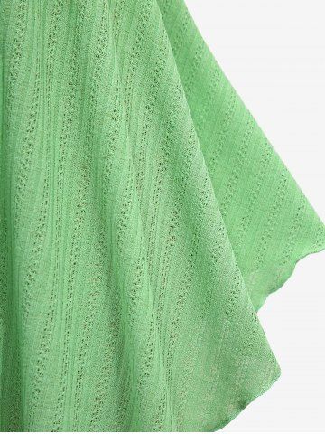 Plus Size Glitter Sparkling Butterfly Chain Decor Knotted Bust Pointelle Solid Backless Handkerchief Tank Top