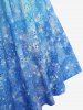 Plus Size Galaxy Ombre Print Twist Buckle Ruffles Hollow Out Tank Top -  