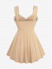 Plus Size Floral Lace Ruffles Backless Layered Tank Top -  