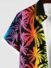 Plus Size Colorful Ombre Coconut Tree Print Hawaii Button Pocket Shirt For Men -  