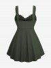Plus Size Zipper Grommet Trim Hook and Eye Solid Backless Tank Top -  