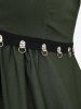 Plus Size Zipper Grommet Trim Hook and Eye Solid Backless Tank Top -  