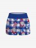 Maillot de Bain Tankini Drapeau Américain Etoile Imprimée à Carreaux à Bretelle Ajustable - Bleu clair 6X