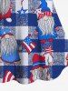 Maillot de Bain Tankini Drapeau Américain Etoile Imprimée à Carreaux à Bretelle Ajustable - Bleu clair 6X