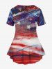 Plus Size American Flag Paint Splatter Print T-shirt -  