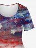 Plus Size American Flag Paint Splatter Print T-shirt -  