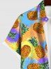 Plus Size Pineapple Splatter Tie Dye Colorblock Print Buttons Pocket Hawaii Shirt For Men -  