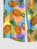 Plus Size Pineapple Splatter Tie Dye Colorblock Print Buttons Pocket Hawaii Shirt For Men -  