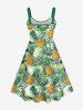 Plus Size Pineapple Coconut Tree Leaf Print Hawaii Tank Dress -  