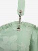 Plus Size Cold Shoulder Floral Leaf Applique O-Ring Zipper Chain Blouse -  