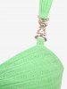 Plus Size Glitter Sparkling Butterfly Chain Decor Knotted Bust Pointelle Solid Backless Handkerchief Tank Top -  