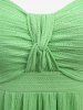 Plus Size Glitter Sparkling Butterfly Chain Decor Knotted Bust Pointelle Solid Backless Handkerchief Tank Top -  