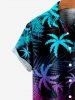 Kid's Ombre Coconut Tree Palm Leaf Print Buttons Pocket Hawaii Shirt -  