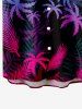 Kid's Ombre Coconut Tree Palm Leaf Print Buttons Pocket Hawaii Shirt -  