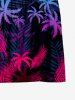 Kid's Ombre Coconut Tree Palm Leaf Print Buttons Peter Pan Collar Hawaii Dress -  
