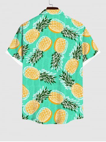 Plus Size Pineapple Fruit Print Hawaii Button Pocket Shirt For Men 48 OFF Rosegal