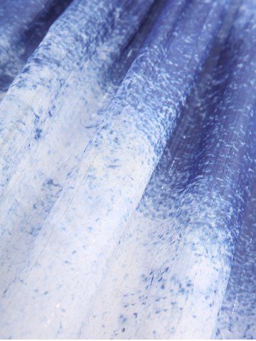 Plus Size Cold Shoulder Splatter Tie Dye Print Heart Buckle Strappy Top