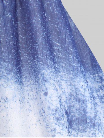 Plus Size Cold Shoulder Splatter Tie Dye Print Heart Buckle Strappy Top