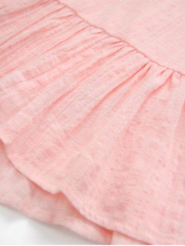 Fashion Ombre Peach Blossom Print Plunging Bowknot Tied Beach Cover Up Solid Boyleg 3 Pieces Tankini Swimsuit