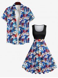 Daisy Flower Oil Painting Print Plus Size Matching Hawaii Beach Outfit For Couples -  