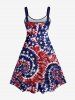 American Flag Spiral Tie Dye Print Plus Size Matching Hawaii Beach Outfit For Couples -  