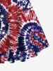 American Flag Spiral Tie Dye Print Plus Size Matching Hawaii Beach Outfit For Couples -  
